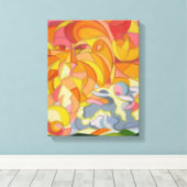 Lamb en Leeuw canvas Print. Afdruk (Insitu (Houten vloer))