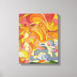 Lamb en Leeuw canvas Print. Afdruk