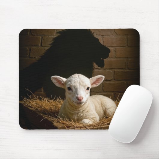 Lamb In a Manger With Lion Shadow Muismat (Met muis)
