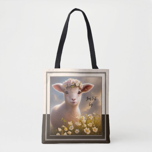 Lamb in Spring Field met Flowers Draagtas (Voorkant)