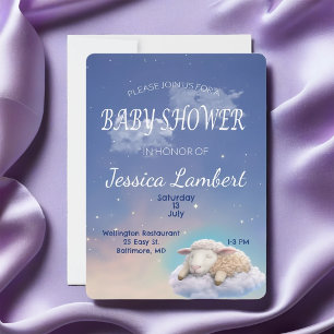 Lamb In The Clouds Baby shower Invitation Kaart