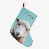 Lamb op Blue Custom kerststop Kleine Kerstsok (Voorkant (Hangend))