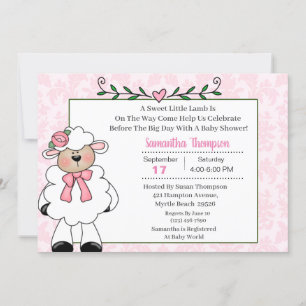 Lamb rose bébé douche Invitations