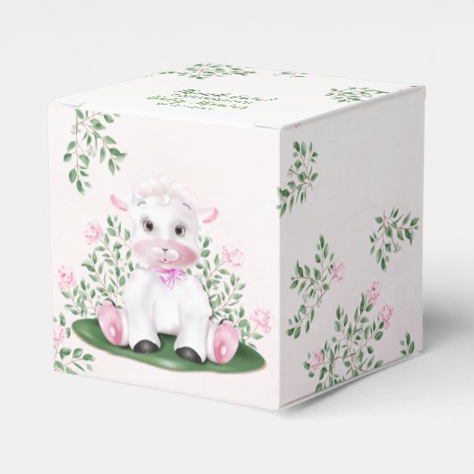 Lamb Rozen Floral Baby shower Bedankdoosjes (Voorkant Zijde)