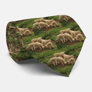 Lamb Sheep Livestock op Green Grass Print Stropdas