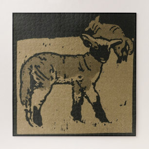 Lamb - Square Animals Illustration Jigsaw Puzzle
