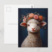 Lamb Wearing a Flower Crown Briefkaart (Voorkant / Achterkant)