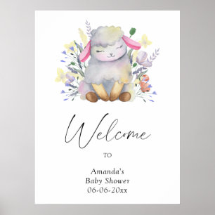 Lamb - welkom baby shower feest poster