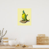 Lambeosaurus staand op een weegschaal. poster (Keuken)