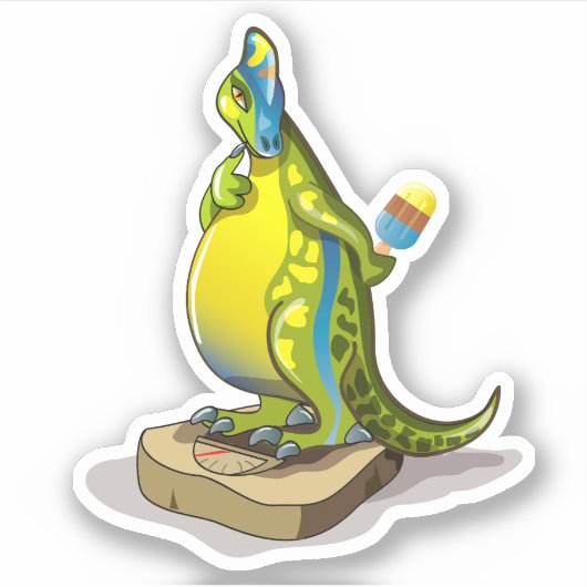 Lambeosaurus staand op een weegschaal. sticker (Voorkant)