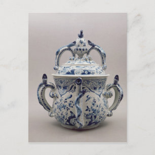 Lambeth Delftware posetpot, blauw en wit Briefkaart