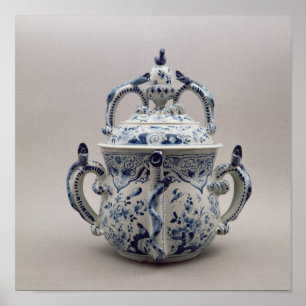 Lambeth Delftware posetpot, blauw en wit Poster