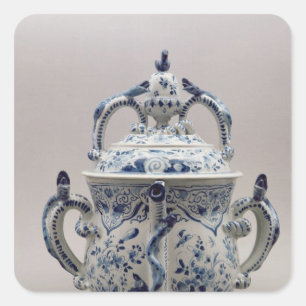 Lambeth Delftware posetpot, blauw en wit Vierkante Sticker