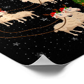 Lambs Sheep Santa Sleigh Flying Funny Magical Chri Poster (Hoek)