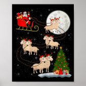 Lambs Sheep Santa Sleigh Flying Funny Magical Chri Poster (Voorkant)