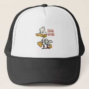 Lame eend cartoon   achtergrondkleur kiezen trucker pet