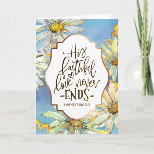 Lamentaties 3:22 Zijn getrouwe liefde eindigt nooi Kaart