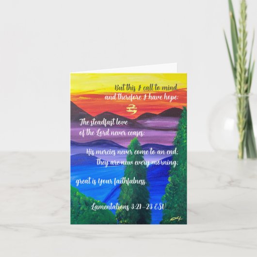 Lamentations 3:21-23 Sunrise Mountain Note Card (Devant)