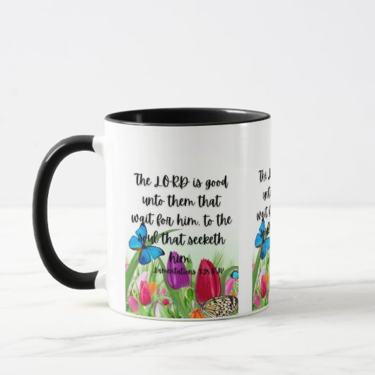 Lamentations 3:25 KJV Bible Verse Pic Mug Deux Ton (Gauche)