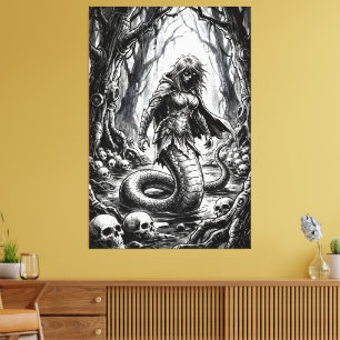 Lamia de Slangenkoningin van Schedels Canvas Afdruk