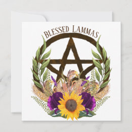 Lammas Harvest Floral Pentacle Feestdagenkaart