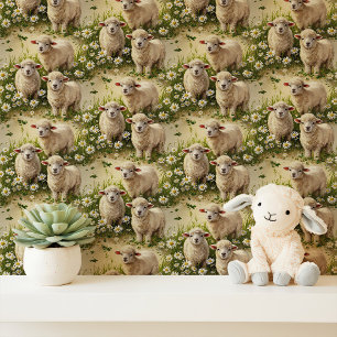 Lammeren en Daisies Nursery Behang