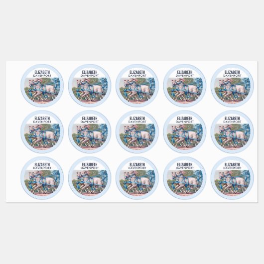  lammeren geperst in Fancy blauwe linten Labels (Vel)