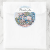 lammeren geperst in Fancy blauwe linten Ronde Sticker (Tas)