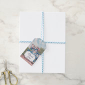  lammeren in blauwe ribbons op strips Dank je Cadeaulabel (Met Touw)