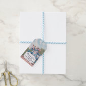  lammeren in blauwe ribbons op strips Dank je Cadeaulabel (Met Touw)