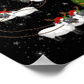 Lammeren Schaap Santa Sleigh Vliegend Grappig Magi Poster (Hoek)