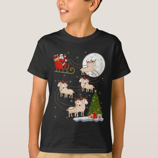 Lammeren Schaap Santa Sleigh Vliegend Grappig Magi T-shirt (Voorkant)