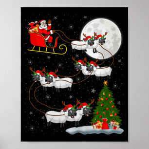 Lammeren Schaap Sinterklaas Sleigh Vliegend Grappi Poster