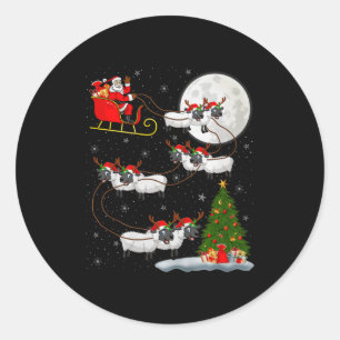 Lammeren Schapen Kerstman Sleigh Vliegend Grappig Ronde Sticker