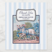 lammetjes in blauwe linten op strepen Douche Wijn Etiket (Enkel label)