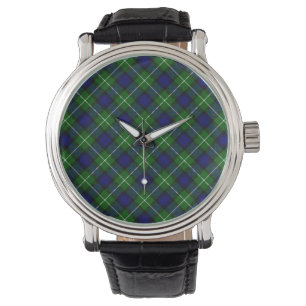 Lamont tartan blue green plaid horloge