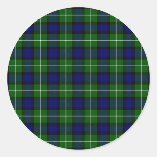Lamont tartan blue green plaid ronde sticker