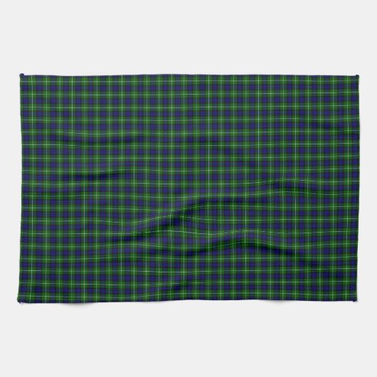 Lamont tartan blue green plaid theedoek (Horizontaal)