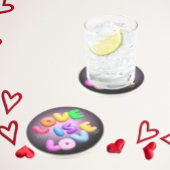 L'amour 3D est amour Dessous de verre arc-en-ciel