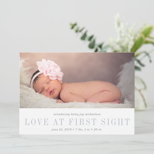 L'amour à la première vue Faire-part de naissance (Debout devant)