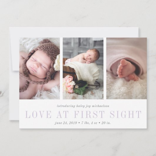 L'amour à la première vue Trois Faire-part de nais (Devant)