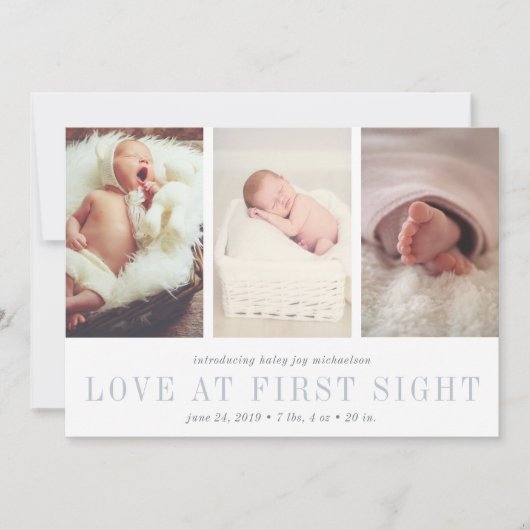 L'amour à la première vue Trois Faire-part de nais (Devant)