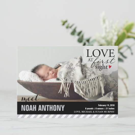 L'amour à première vue | Faire-part bébé (Debout devant)