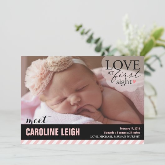 L'amour à première vue | Faire-part bébé (Debout devant)