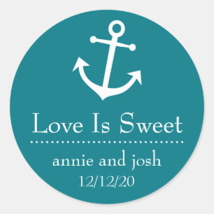 L'Amour Ancre Bateau Est Étiquette Sucré (Turquois
