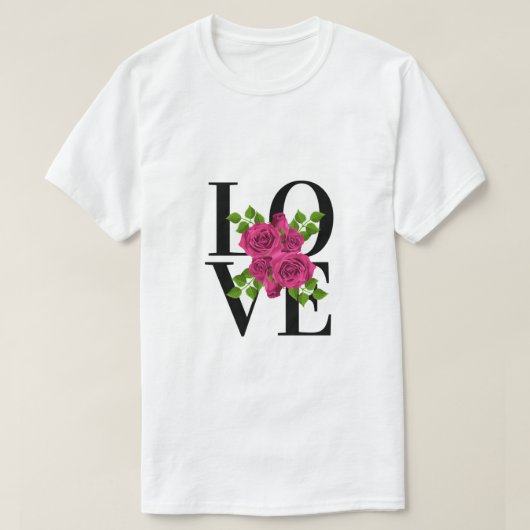 L'AMOUR avec T-shirt rose foncé Roses (Design devant)