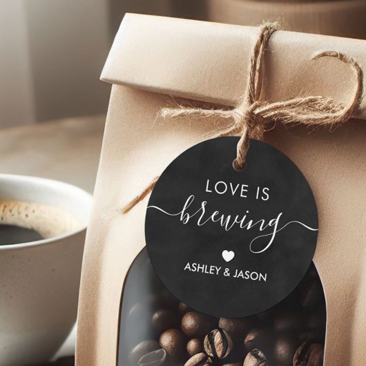 L'amour brasse, étiquette cadeau café, Mariage