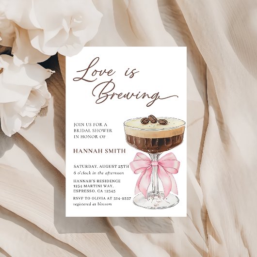 L'amour brasse Martini nuptiale douche Invitation