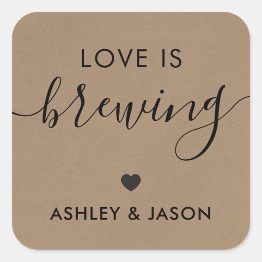 L'amour brasse, Sticker café, Mariage, Kraft (Devant)