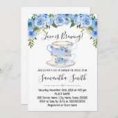 L'amour brasse thé nuptiale douche bleu invitation (Devant / Derrière)